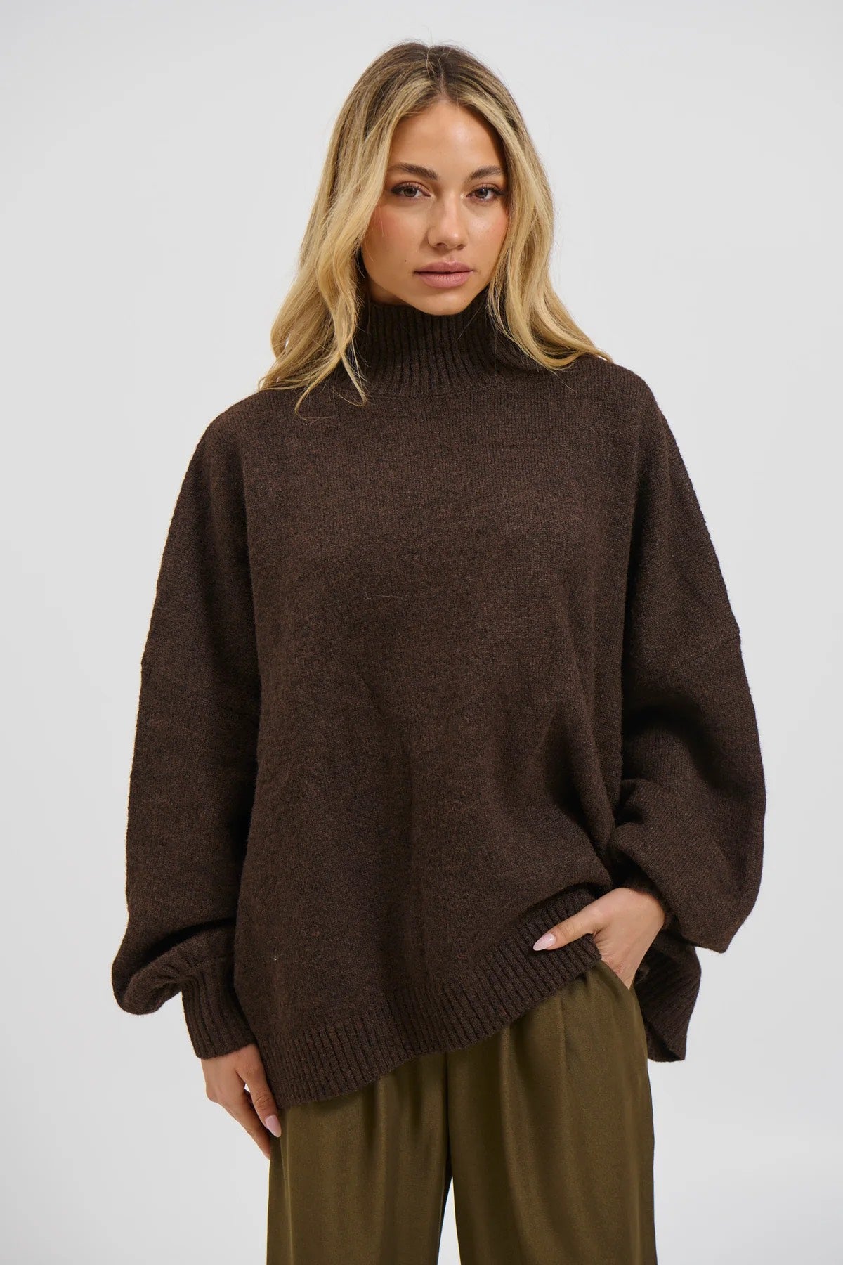 Kai High Neck Knit Choc