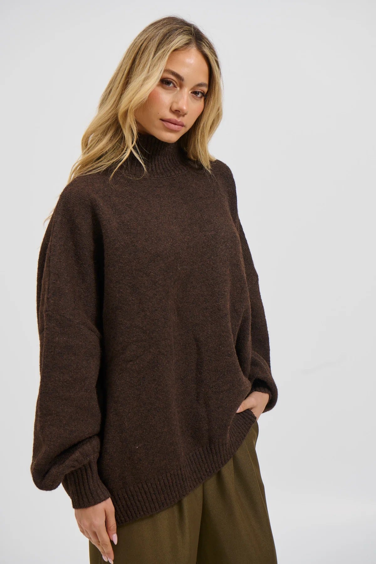 Kai High Neck Knit Choc