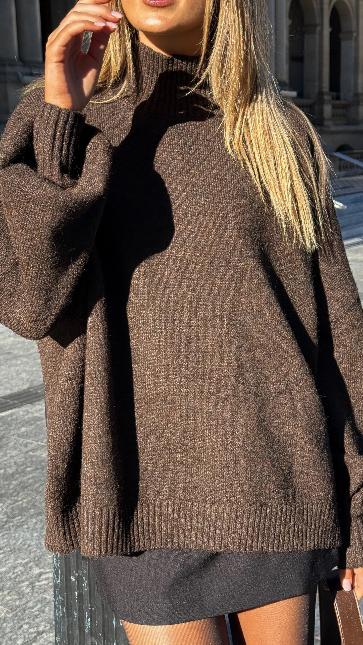 Kai High Neck Knit Choc