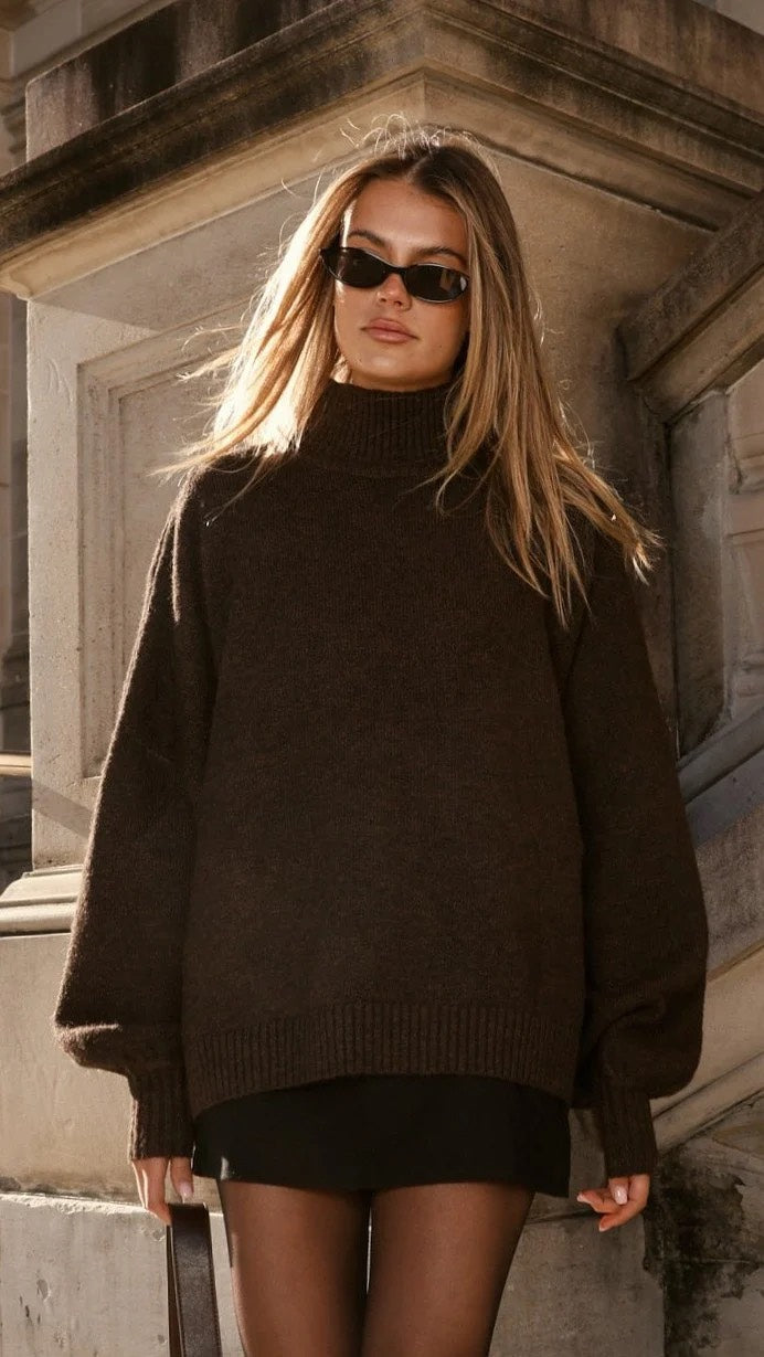 Kai High Neck Knit Choc