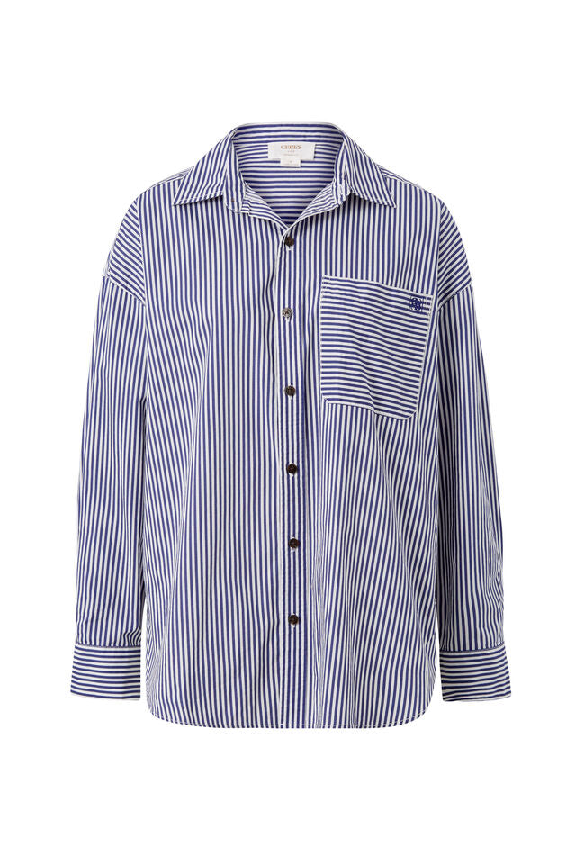 Ceres Life Oversized Shirt College Blue White Narrow Stripe