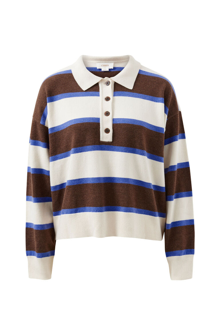 Ceres Life Jessa Rugby Knit Chocolate Stripe