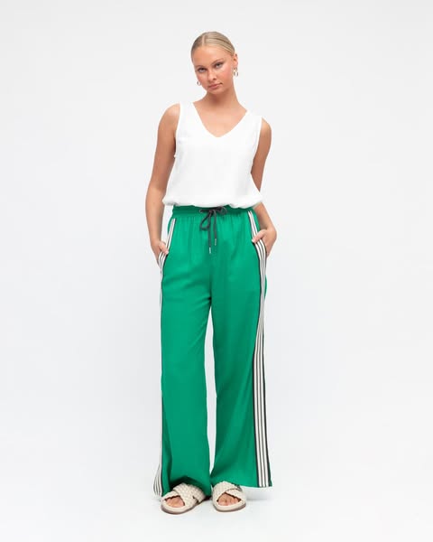 The Nori Track Pant Green Stripe