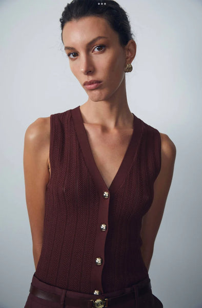 Viktoria and Woods Plaza Vest Garnet