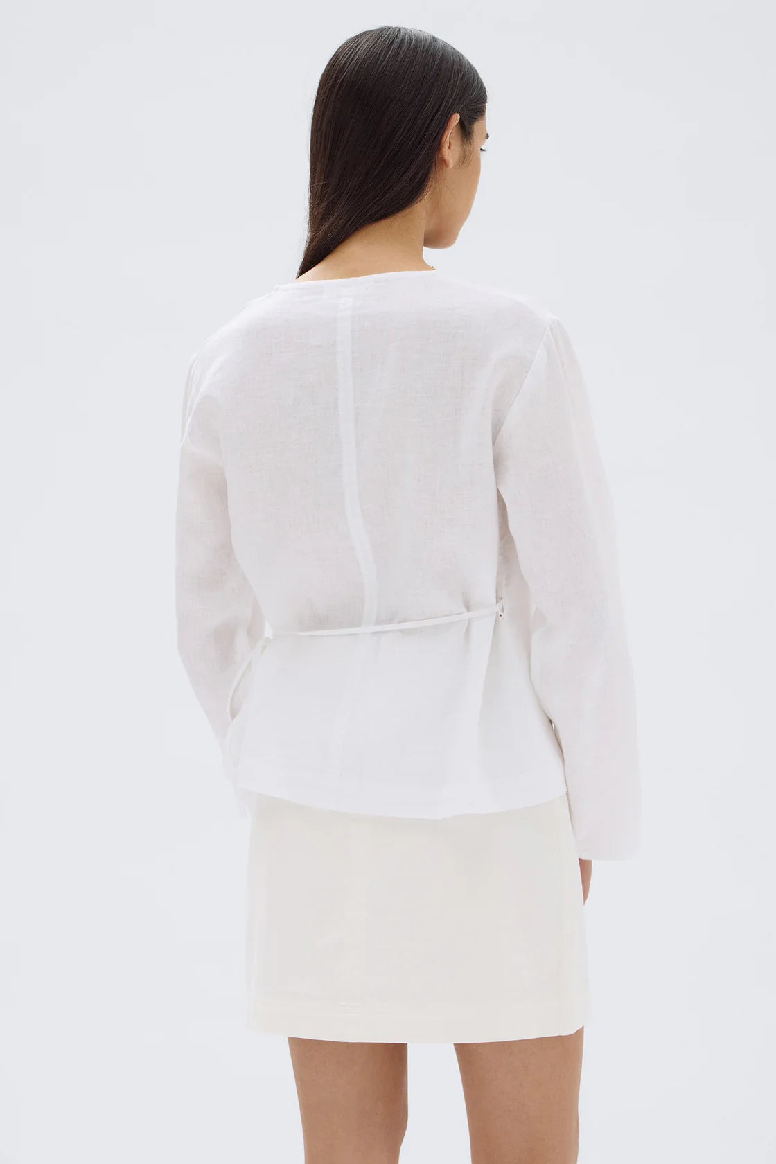 Assembly Label Renee Linen Wrap Top White