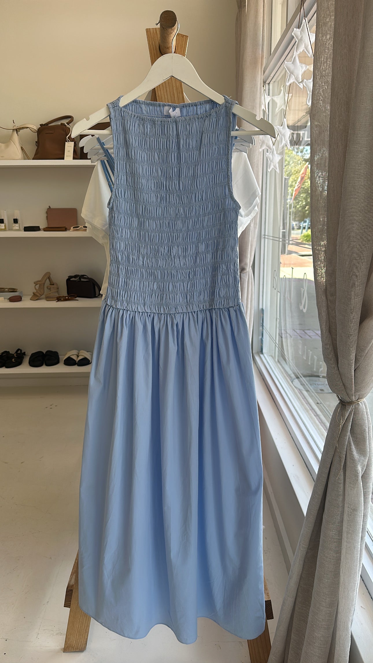 Charlotte Shirred Maxi Dress Blue