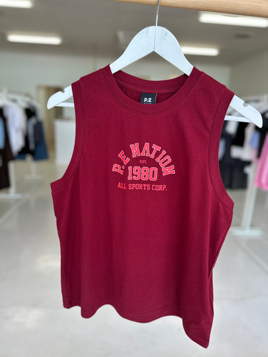PE Nation Backspin Tank Cabernet