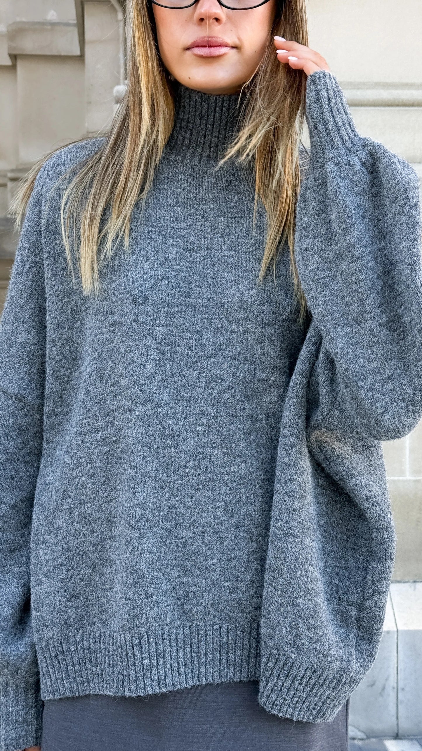 Kai High Neck Knit Dark Grey