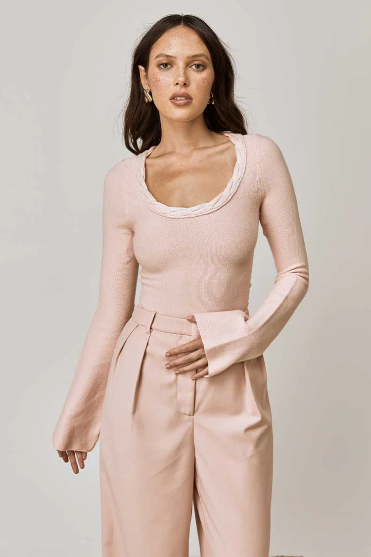 Mon Renn Palomas Knit Top Light Pink