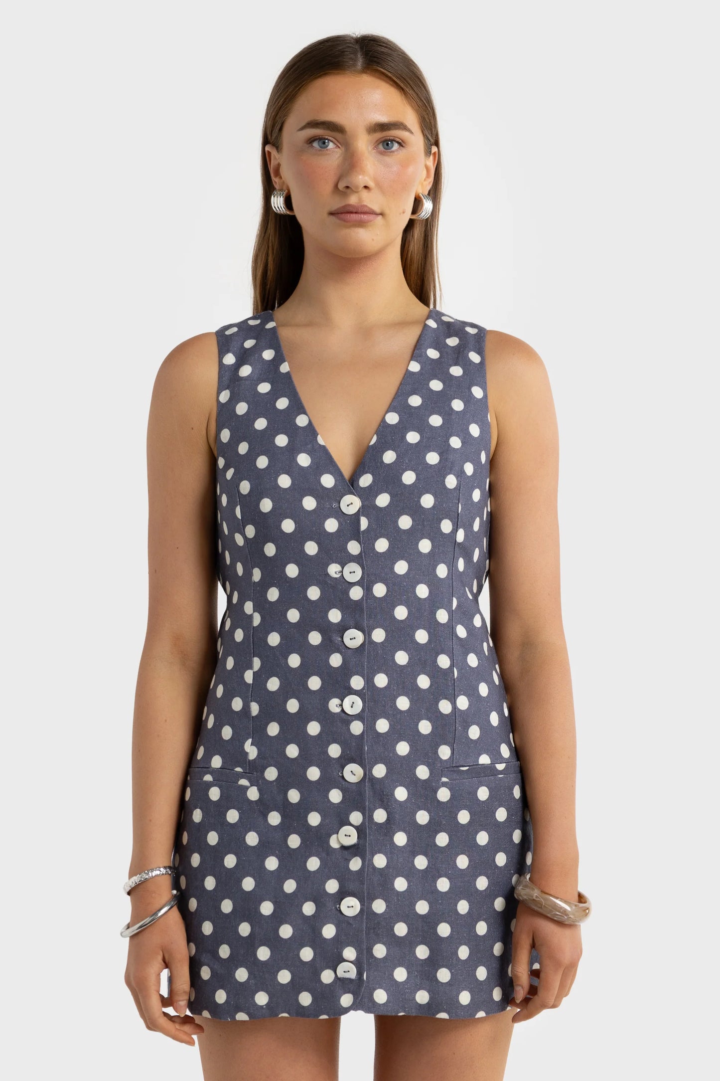 Koda Mini Dress Harbour Blue Polkadot