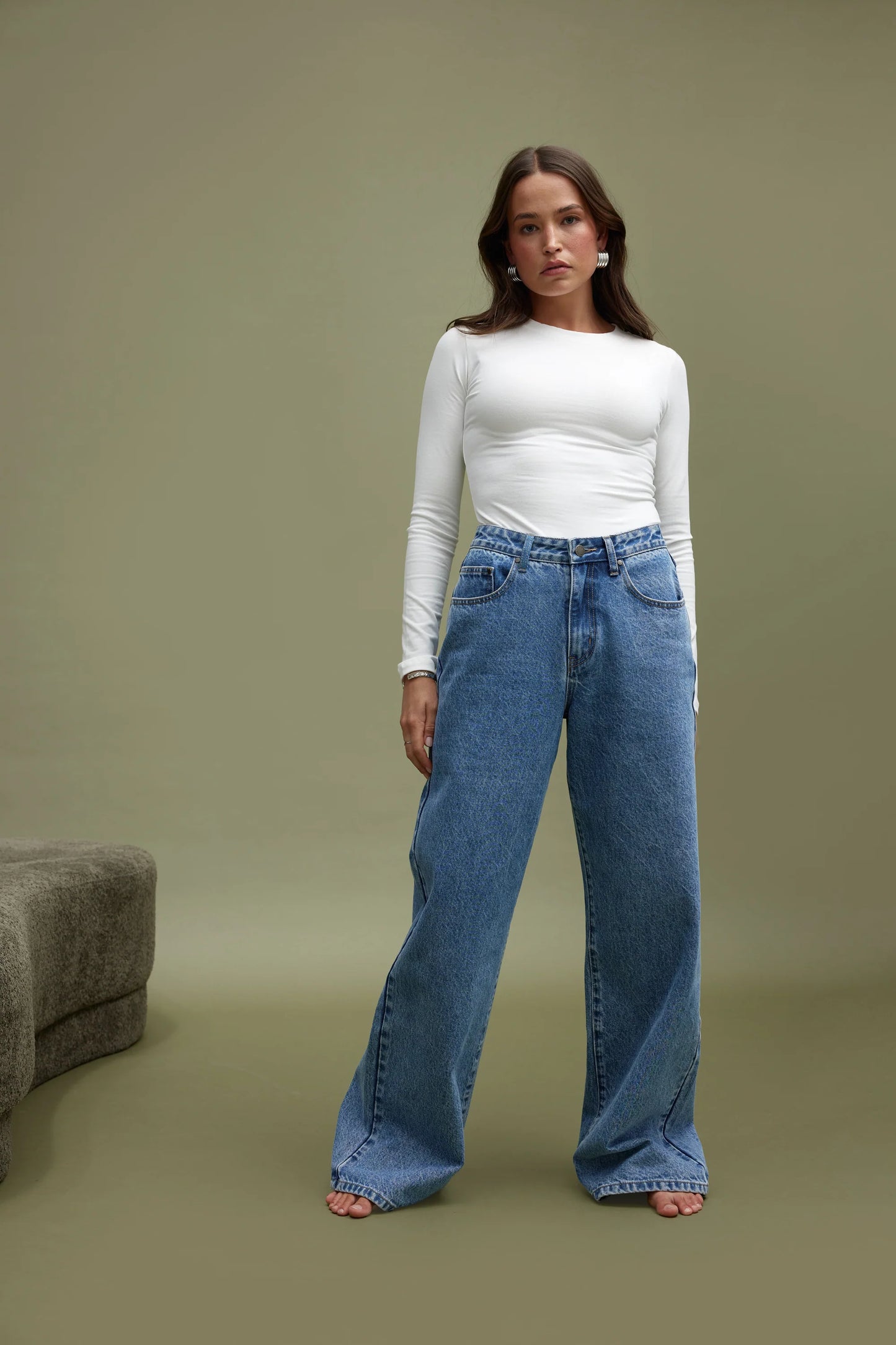 ORTC Willow Wide Leg Jean Mid Blue