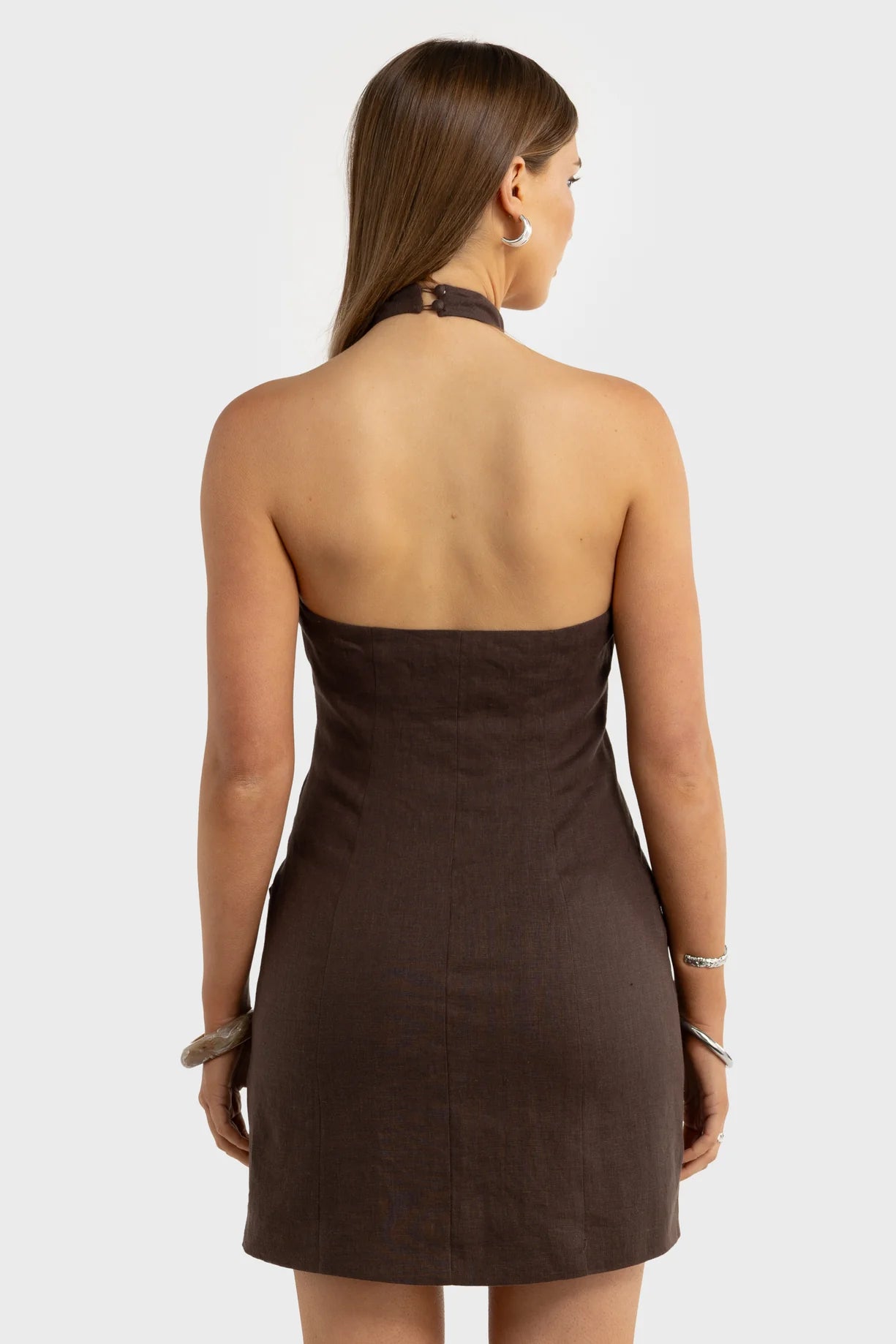 Xandi Halter Mini Dress Carob