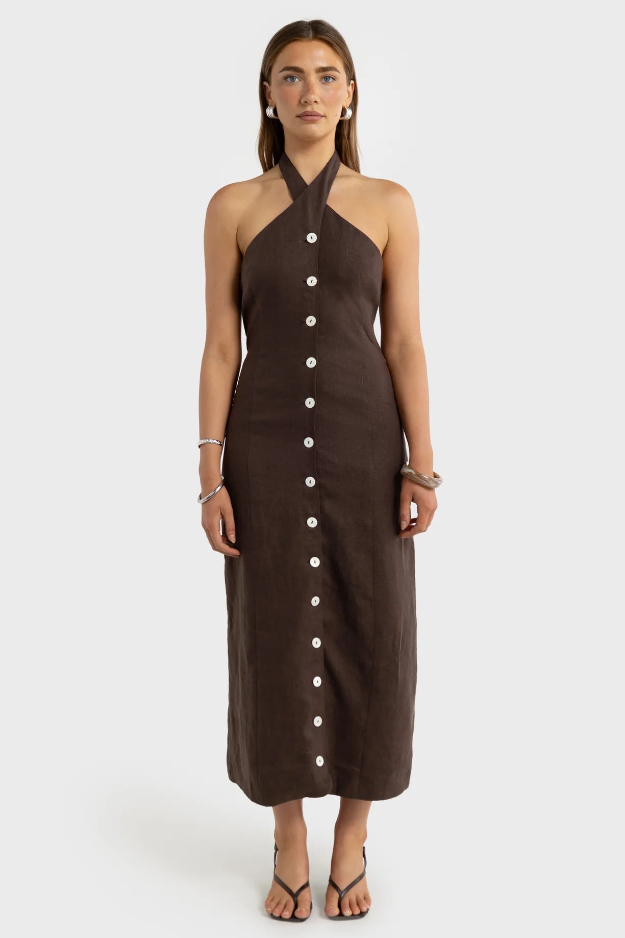 Xandi Halter Midi Dress Carob