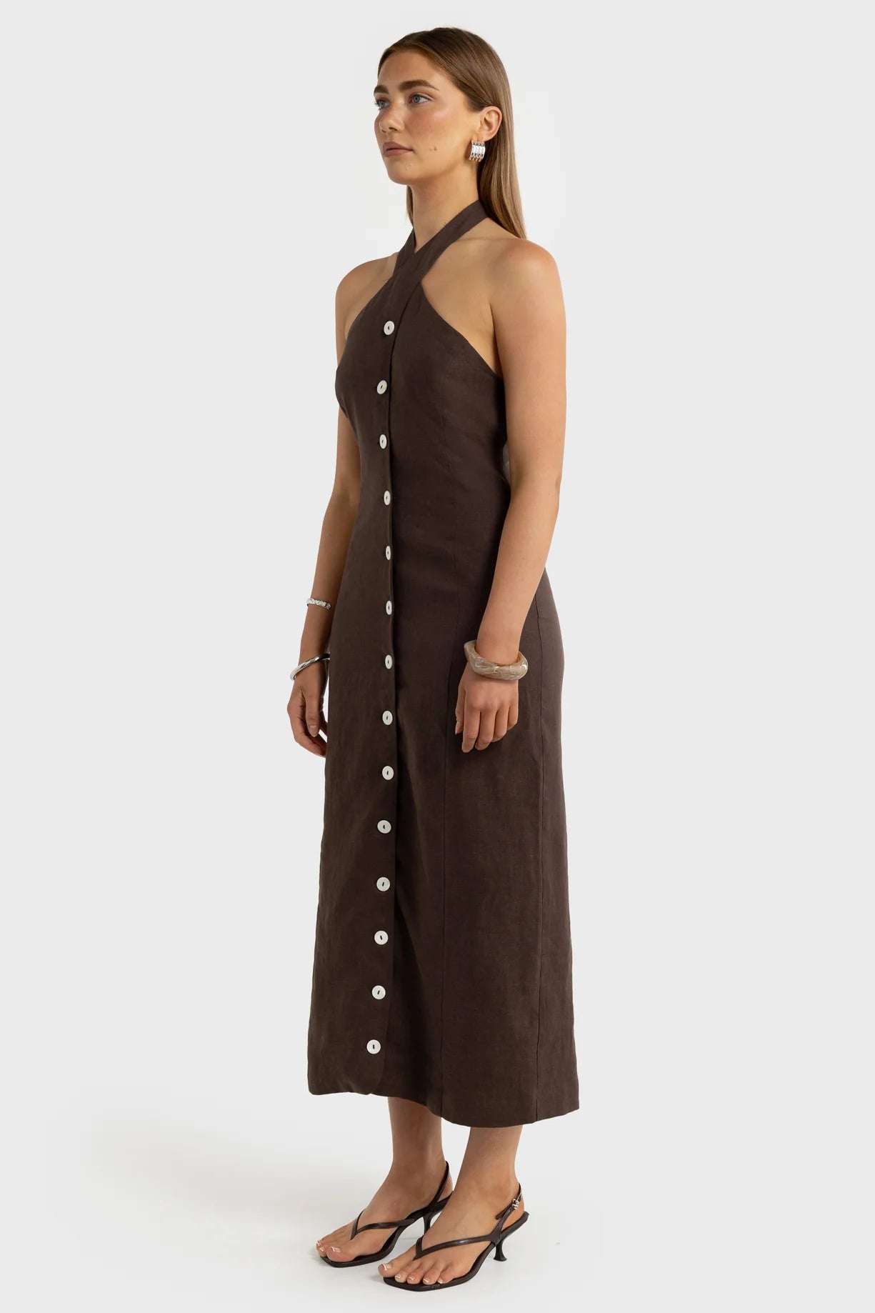 Xandi Halter Midi Dress Carob