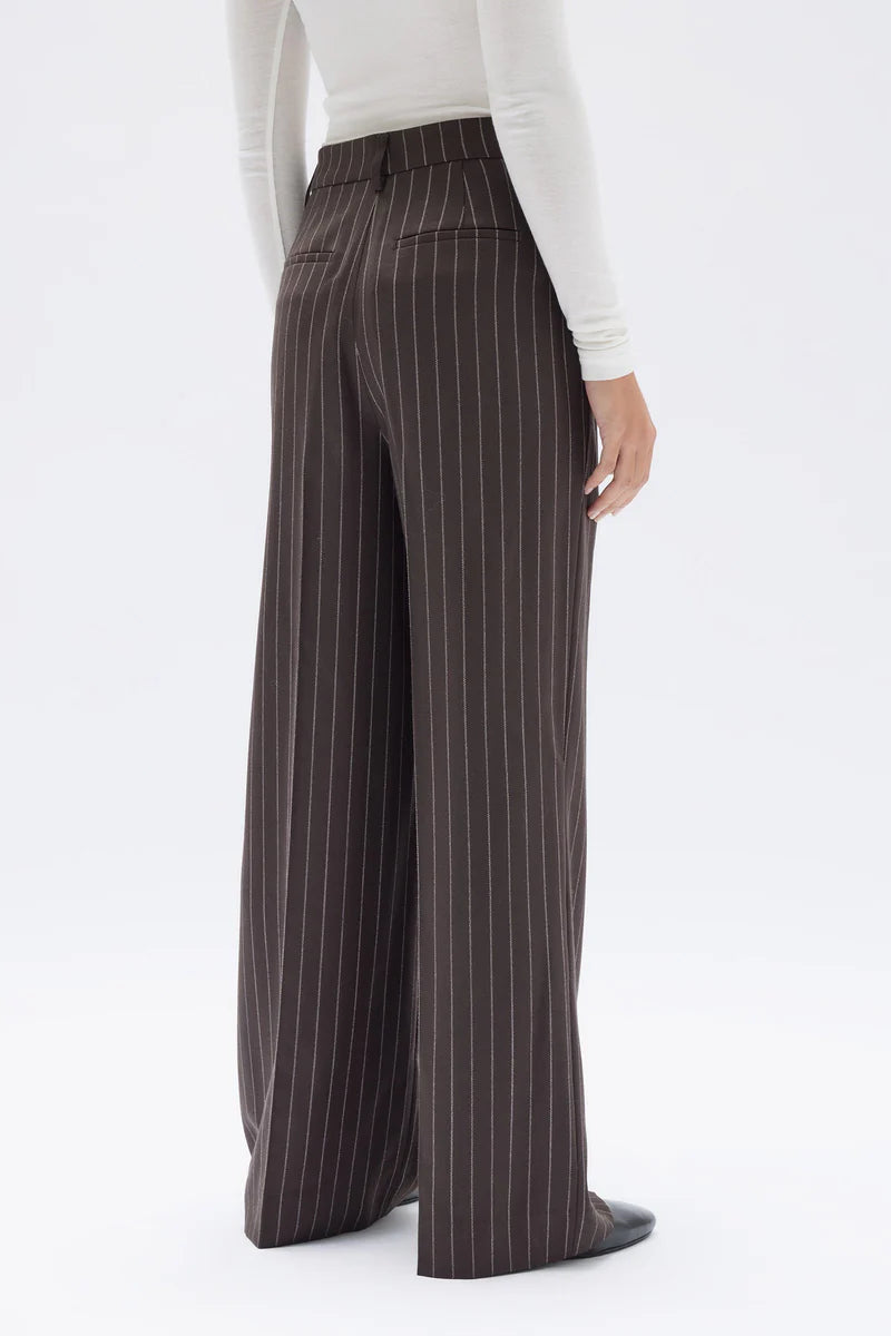 Assembly Label Sofia Wool Pinstripe Pant Chestnut Stripe