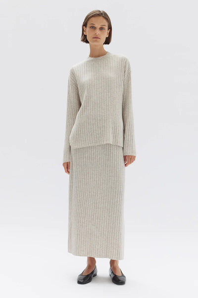 Assembly Label Cashmere Wool Rib Skirt Oat Marle