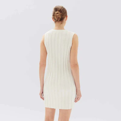 Assembly Label Alana Knit Rib Mini Dress Antique White