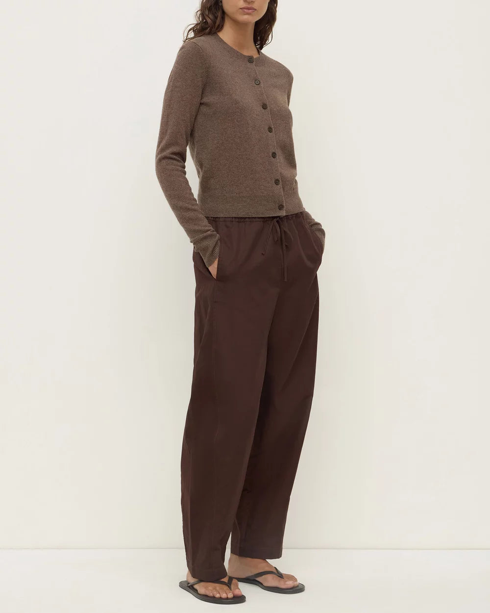 Assembly Label Benny Knit Cardigan Cocoa Marle