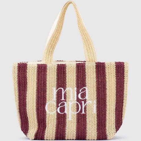 Mia Capri Vacay Tote Pink, Light Blue, Navy, Wine and Green