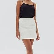 Assembly Label Leila Linen Cream Pinstripe Skirt