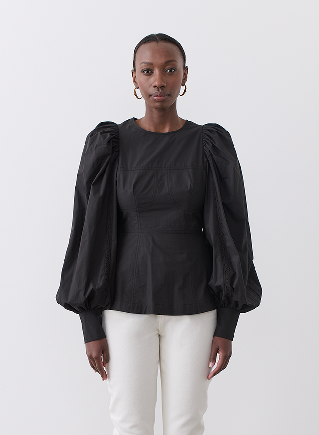 Joslin Bethany Cotton Top Black